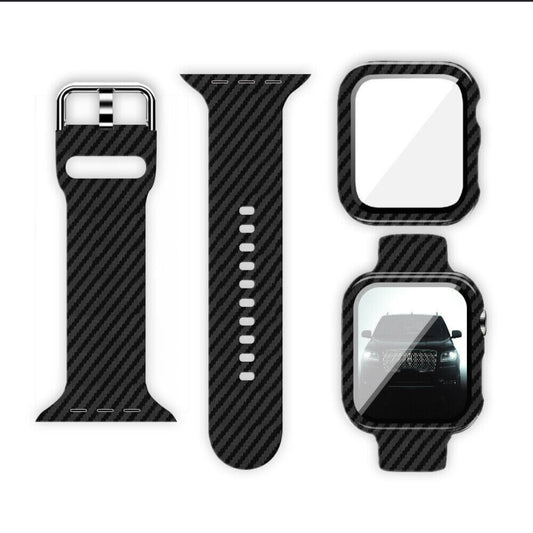 CARBON FIBER WATCH COVER WITH SCREEN PROTECTOR AND WATCH BAND 42/44/45/49MM